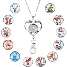 SUNNYCLUE 1 Box 12Pcs Lanyard Necklaces Badge Holder Necklace Winter Christmas Office Badge Lanyard ID Holders Name Tag Lanyards Breakaway for Women Teacher Stundent Nurse Christmas New Year Gift