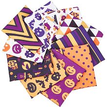 GORGECRAFT 10 Sheets 10 Styles Halloween Cotton Fabric Fat Quarter Fabrics Bundles Precut Patchwork Multi-Color Ghost Skulls Dots Pattern Cloths Sheets for Sewing Crafts DIY Decorations