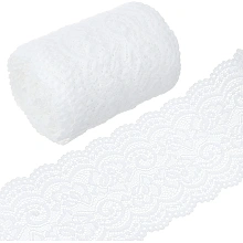 GORGECRAFT 5 Yards Lace Roll White Cotton Lace Trim Fabric 4" Wide for Dress Tablecloth Hair Band Wedding Festival Event Decorations