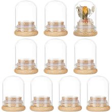 BENECREAT 10 Pack 15ml Glass Decorative Jars Mini Glass Dome Vials Message Bottles Wishing Bottles with Bamboo Base for Wedding Favors, Flower, Gift, Christmas Halloween Home Decoration