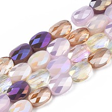 ARRICRAFT Electroplate Glass Beads Strands, AB Color Plated, Faceted, Oval, Lilac, 8x6x4mm, Hole: 1.2mm, about 69~70pcs/strand, 22.83~23.03inch(58~58.5cm)