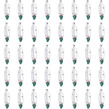 CHGCRAFT 40Pcs Indian Style Feather Charms Alloy Enamel Pendants Feather Pendant Charms for DIY Necklace Earring Keychain Jewelry Making Accessory, Platinum