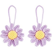 FINGERINSPIRE 2 Pcs Crochet Daisy Car Pendant Lilac Handmade Crochet Cotton Daisy Decoration with Lanyard Flower Hand Crochet Knitting Flower Car Mirror Hanging Accessories for Bag Car and Keychain