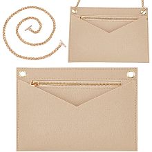 WADORN 1 Set Purse Organizer Insert Conversion Kit with Gold Chain, 8.66x6.1 Big Felt Envelope Bag Organizer Insert Women Clutches Bag Insert Inner Pouch Accessories for YSL UPTOWN Pochette, Beige