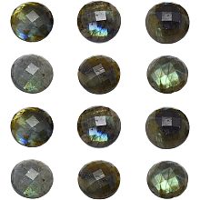 HOBBIESAY 5pcs 15.5mm Natural Labradorite Half Round Cabochons Dark Gray Gemstone Faceted Cabochons No Hole Flat Back Stone Cabochons Craft Findings for DIY Necklaces Earrings Bracelets or Crafts