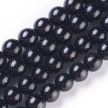 Honeyhandy Natural Black Spinel Strands, Round, 6mm, Hole: 1mm, about 61~65pcs/strand, 15.6 inch(39.5cm)