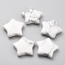 Honeyhandy Natural Howlite Beads, No Hole, Star, 31x30.5x8~8.5mm