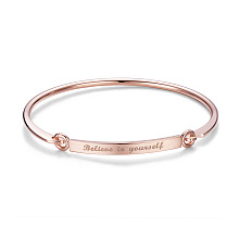 SWEETIEE  Rose Gold Plated Carved Bracelet "Believe in yourself" Engraved Charm Bangle Bracelet