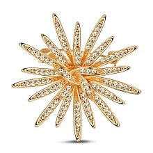 SHEGRACE Alloy Brooch, with Grade AAA Cubic Zirconia, Flower, Golden, 52mm