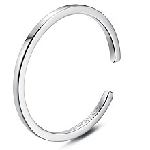 SHEGRACE 925 Sterling Silver OPen Cuff Ring, Simple Stackable Ring for Women, Platinum, US Size 5 1/4(15.9mm)