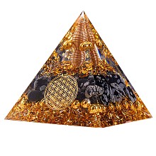 Arricraft Black Stone Crystal Pyramid Decorations, Healing Angel Crystal Pyramid Stone Pyramid, for Healing Meditation, 60x60x65mm