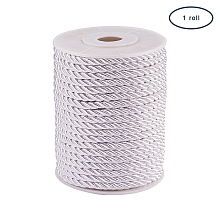 PandaHall Elite 5mm/ 21 Yards Twisted Cord Rope Nylon Twisted Cord Trim Thread String, Silver