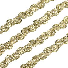 FINGERINSPIRE 25 Yards Metallic Braid Lace Trim, Leaf Pattern Gold Centipede Lace Ribbon Decorated Gimp Trim for Wedding Bridal, Costume or Jewelry, Crafts and Sewing 1/2"(12mm) x1.5mm