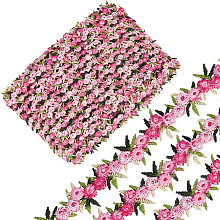 15 Yards Flower Polyester Embroidery Lace Ribbon, Clothes Accessories Decoration, Hot Pink, 3/4 inch(20mm)