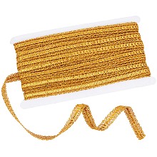 GORGECRAFT Filigree Corrugated Lace Ribbon, Flat, for Clothing Accessories, Gold, 1/2 inch(14mm), 15 yards/card