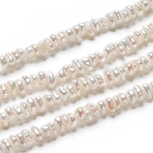 ARRICRAFT Natural Cultured Freshwater Pearl Beads Strands, Rondelle, Antique White, 3~4.5x1.5~2mm, Hole: 0.5mm, about 66pcs/strand, 7.17 inches(18.2cm)