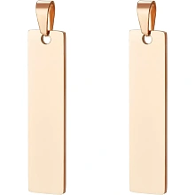 BENECREAT 10Pcs 304 Stainless Steel Rose Gold Blank Stamping Tags Charms Rectangle Stamping Pendants with Jump Rings for Jewelry Making