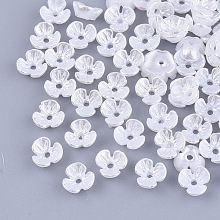 Honeyhandy Resin Imitation Pearl Bead Caps, 3-Petal, Flower, White, 6x6.5x2.5mm, Hole: 1mm