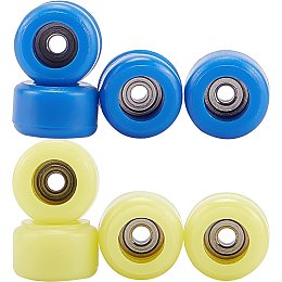 FINGERINSPIRE 8 pcs Polyurethane Fingerboard Bearing Wheels Blue/Yellow Fingerboard CNC Lathed Bearing Wheels Mini Skateboard CNC Bearing Wheels