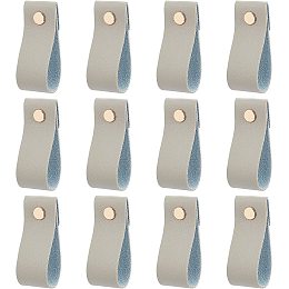 GORGECRAFT 12PCS Leather Drawer Pulls Handmade Cabinet Door Wardrobe Handle for Kitchen Bathroom Cabinets Cupboards Wardrobe Dresser, Grey