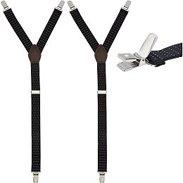 GORGECRAFT Y-Shape Adjustable Elastic Garter Straps Sock Non-Slip Clamps Mens Shirt Stays Military Shirt Stays Stirrup Style with Iron Clip for Police Uniforms