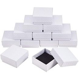 NBEADS 12 Pcs Square Cardboard Jewelry Set Boxes with Sponge Inside for Jewelry Bracelet Necklace Pendants Ring Crafts Birthday Christmas Valentines Festival Present Storage, White