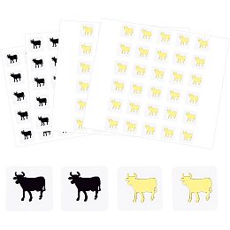 OLYCRAFT 2400pcs Meal Stickers Menu Choices 0.4 inch Cow Pattern Meal Stickers for Place Cards Wedding Meal Indicator Stickers Meal Choice Stickers for Banquet Gold & Black