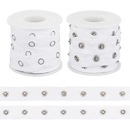 OLYCRAFT 5 Yards Sewing Snap Button Tape Trim 21mm Wide Metal Snap Tape White Press Button Tape Polyester Button Tape Sewing Fastener Press Stud Ribbon Trim for Sewing Crafts Clothing Accessories