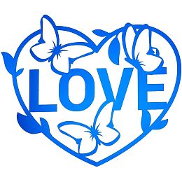 CREATCABIN Love Heart 3D Acrylic Mirror Wall Sticker Butterfly Mirrors Wall Decor Letter Wall Art Decals DIY Mural Removable for Home Wall Cabinet Living Room Bedroom Decorations Blue 11.81x9.84Inch