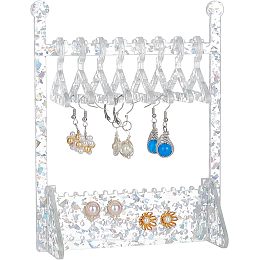 PandaHall Elite 64 Holes Earring Stand Earring Hanger Rack with Sequins Acrylic Earring Hanger Rack with Mini Hangers Earring Hanging Organizer for Selling Woman Earring Ear Stud Merchant Show