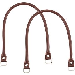 PandaHall Elite 2Pcs Brown Cowhide Leather Purse Straps 60cm(23.6inch) Leather Handbags Straps Replacement Shoulder Straps with Platinum Clasp for Handbag Purse Briefcase Clutches Replacement