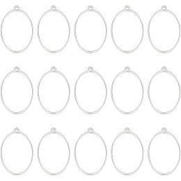 UNICRAFTALE 16pcs 30x20.5mm Inner Diameter 304 Stainless Steel Open Back Bezel Pendants Oval Shape Charms Epoxy Resin Open Back Frames for DIY UV Resin Pressed Flower Jewelry Making