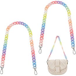 WADORN 2pcs Colorful Purse Chain Strap, 23.31 Inch Acrylic Shoulder Bag Chain Strap Replacement Rainbow Color Acrylic Curb Handbag Chain Summer Bag Chain Decoration Accessories