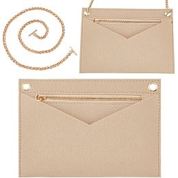 WADORN 1 Set Purse Organizer Insert Conversion Kit with Gold Chain, 8.66x6.1 Big Felt Envelope Bag Organizer Insert Women Clutches Bag Insert Inner Pouch Accessories for YSL UPTOWN Pochette, Beige