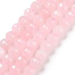 Honeyhandy Natural Rose Quartz Beads Strands, Faceted(128 Facets), Round, 6mm, Hole: 1mm, about 61pcs/strand, 15.04''(38.2cm)