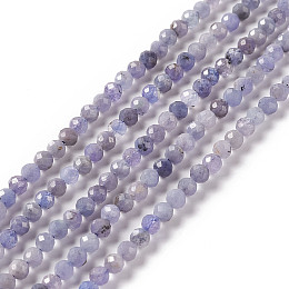 Honeyhandy Natural Tanzanite Beads Strands, Faceted, Round, 3mm, Hole: 0.6mm, about 116pcs/strand, 15.35 inch(39cm)