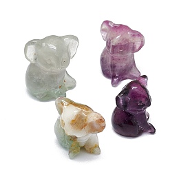 Honeyhandy Natural Fluorite Sculpture Display Decorations, for Home Office Desk, Koala, 24~27x26~30.5x29~30mm