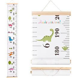 CREATCABIN Dinosaur Growth Chart Fabric Canvas Height Measurement Ruler Wood Frame Hanging Removable Cartoon Wall Rulers for Home Living Room Decoration Nursery Decor Gift 8.39 x 59 Inch