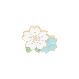 Honeyhandy Creative Zinc Alloy Brooches, Enamel Lapel Pin, with Iron Butterfly Clutches or Rubber Clutches, Flower, Golden, White, 23.5x27mm, Pin: 1mm