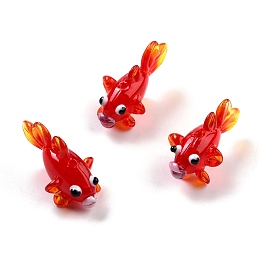 Honeyhandy Handmade Lampwork Beads, Goldfish, Red, 28x15.5x16mm, Hole: 1.7mm