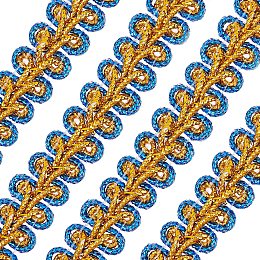 FINGERINSPIRE 15 Yards Metallic Braid Lace Trim Blue & Gold Sewing Centipede Braided Lace 3/8" Wide Decorated Gimp Trim for Wedding DIY Clothes Accessories Jewelry Crafts Sewing Home Decor