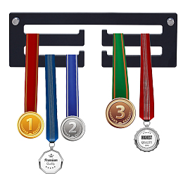 AHANDMAKER Medals Display Hanger Rack, 30cm Rectangle Acrylic Medal Hanger Wall Mount Easy to Install Medal Display Holder Frame for All Sports Medals Soccer Running Race Dance Medals, Black