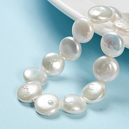 Honeyhandy Natural Baroque Pearl Keshi Pearl Beads Strands, Cultured Freshwater Pearl, Flat Round, PapayaWhip, 12~13x4~6mm, Hole: 0.5mm, about 15pcs/strand, 7.75 inch