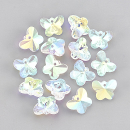 Honeyhandy Glass Rhinestone Charms, Butterfly, Crystal AB, 12x15x7mm, Hole: 1.4mm