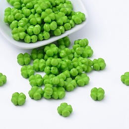 Honeyhandy Opaque Acrylic Beads, Faceted Clover, Lime Green, 11x11x6mm, Hole: 1mm, about 1100pcs/500g