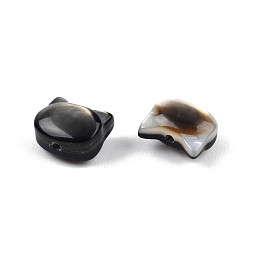 Honeyhandy Natural Black Lip Shell Beads, Cat Head, 6x7x4mm, Hole: 0.7mm