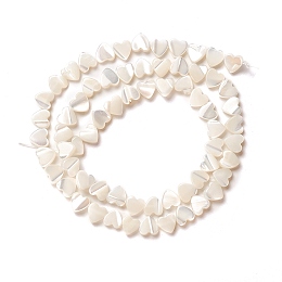 Honeyhandy Natural Trochid Shell/Trochus Shell Beads, Peach Heart, Seashell Color, 6.5x6.5x2~2.5mm, Hole: 0.8mm, about 67pcs/strand, 17.15 inch(43.55cm)