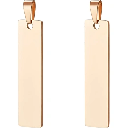 BENECREAT 10Pcs 304 Stainless Steel Rose Gold Blank Stamping Tags Charms Rectangle Stamping Pendants with Jump Rings for Jewelry Making