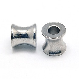 Honeyhandy 304 Stainless Steel European Beads, Large Hole Beads, Column, 8x8mm, Hole: 4mm