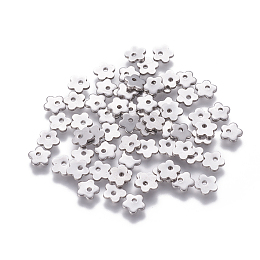 Honeyhandy 201 Stainless Steel Charms, Flower, Stainless Steel Color, 6x6x1mm, Hole: 1mm